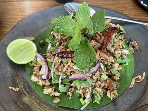 Mushroom laab  at Praneat  in Chonburi