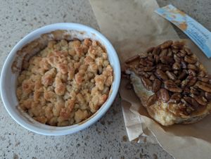 Apple crumble, sticky bun at The Compassionate Crumb in Mountain View