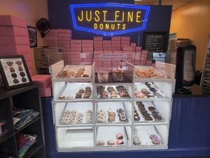 Vegan donut selection at Just Fine Donuts in Alexandria