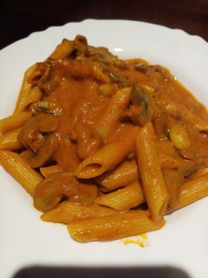 Pasta with mushroom and cashew nut at Vegan Taipei in Taipei