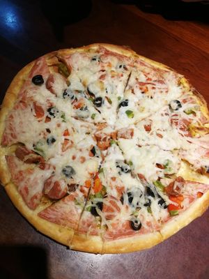 Vegan Bacon & Hot Dog Pizza at Vegan Taipei in Taipei