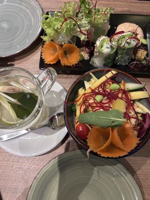 Mango salad, summer rolls and tea  at To1980 Vegan - Pempelfort in Dusseldorf