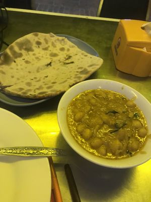 Vegan - chana masala and aloo paratha  at Nisha Restaurant in Luang Prabang