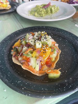 Tostada vegetariana fría  at Las Hijas de la Tostada in Cancun