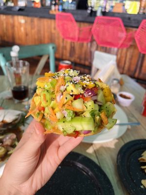 Tostada vegetariana 🌱  #Veganuary at Las Hijas de la Tostada in Cancun