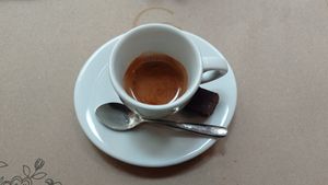 The little brownie bite is not vegan sadly. at Ginger - Corte Laica in Rome