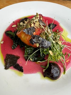 First course - cast iron heirloom tomato at Mana  in Leavenworth