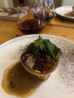 Chanterelle tarte deconstructed  at Mana  in Leavenworth