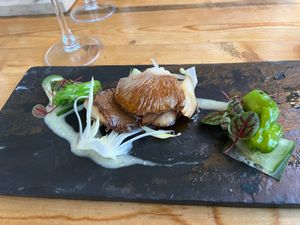 King oyster mushrooms and blistered shishito peppers at Mana  in Leavenworth