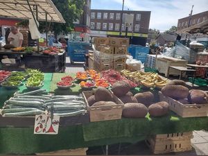 Stalls at Lewisham Open Market in South East London