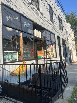 Front entrance, really tricky parking  at Pizzeria La Rosa in New Rochelle