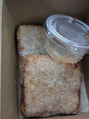 Peach cobbler beignet 🔥 at The Mustard Seed in Cerritos