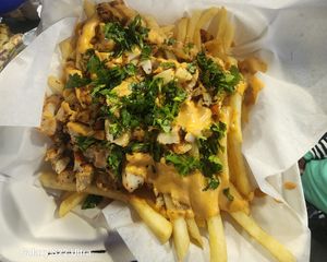 Loaded Cajun Shrimp Fries (w cheeze) at Golene's Vegan Kitchen in Murrieta
