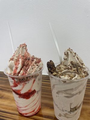 Horchata soft serve and horchata with strawberry crunch topping   at Nectar + Ice in Metairie