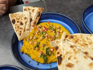Turmeric hummus at Manahatta Sheffield in Sheffield