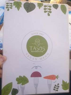 Vegan Menu at Tásos in Zakynthos