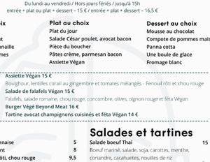 Vegan menu  at Bistro Les Cousins in Paris
