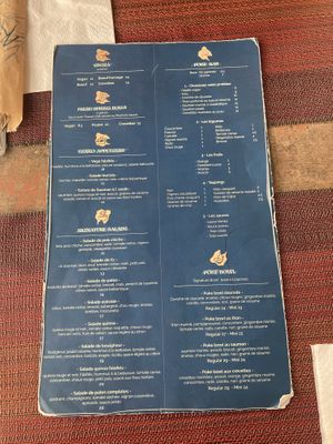 Menu page  at Kenkō in La Marsa