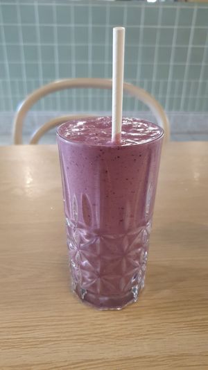 Vegan smoothie with vegan yoghurt and milk at Elephant Shoe in Valletta
