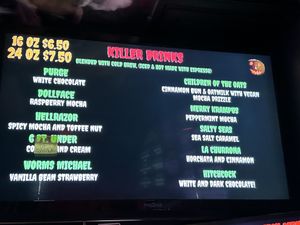 Killer Drinks Menu  at Roast The Dead Coffee in Yucaipa