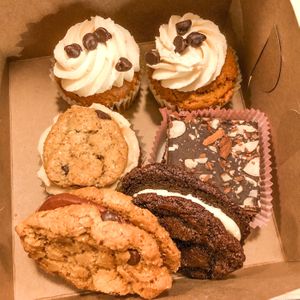 Pumpkin Chocolate cupcake, cookie sandwiches, Brownie at Petunia's Pies and Pastries in Portland