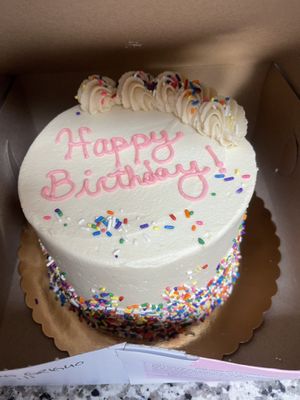 6” lemon cake with vanilla buttercream and sprinkles. The frosting is very sweet but it was still delicious! at Petunia's Pies and Pastries in Portland