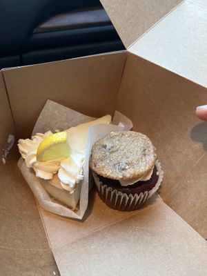 Amazing cheesecake and cookies and cream cupcake!  at Petunia's Pies and Pastries in Portland