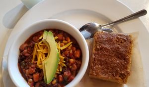 chili beans with cornbread at Petunia's Pies and Pastries in Portland