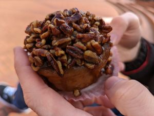 Pecan cinnamon roll - delicious! at Petunia's Pies and Pastries in Portland