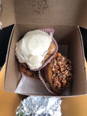 Cinnamon rolls and pecan sweets  at Petunia's Pies and Pastries in Portland