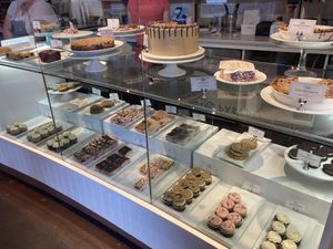 Front view of the cafe’s baked treats  at Petunia's Pies and Pastries in Portland