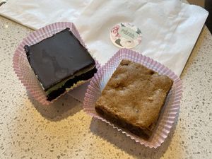 Thin Mint Brownie & Salted Caramel Cookie Bar at Petunia's Pies and Pastries in Portland