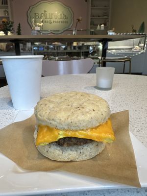 Sausage McMuffin, hold the dead/ abused animals!  at Petunia's Pies and Pastries in Portland