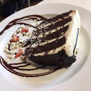 black and white cake at Petunia's Pies and Pastries in Portland