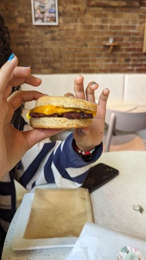 Breakfast sandwich at Petunia's Pies and Pastries in Portland