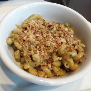 Mac & cheese cup with added pesto at Petunia's Pies and Pastries in Portland