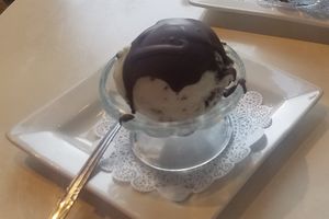 mint ice cream with chocolate hard shell topping at Petunia's Pies and Pastries in Portland