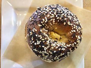 Everything bagel + veggie cream. Everything’s better   at Petunia's Pies and Pastries in Portland