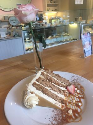 This was a slice of Dulce de Leche cake and it was amazing! Everything is gluten-free and vegan. at Petunia's Pies and Pastries in Portland