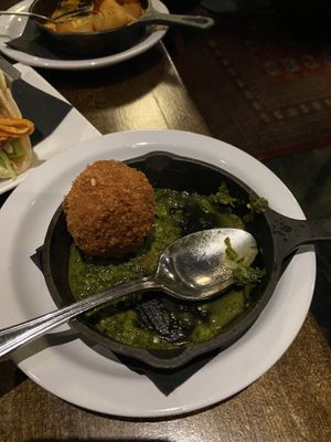 Veggie croquettes - had butternut squash, tomato, potato.. lots of veggies inside with chimichurri   at BLK SHP in Swedesboro