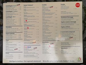 menu' at Sbuccia in Finale Ligure