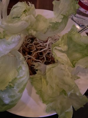 Tofu lettuce wraps (modified from pork lettuce wrap starter)  at Morimoto Asia in Lake Buena Vista