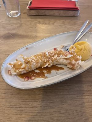 vegan Banana tempura  at Hlodufell Restaurant & Bar in Husavik