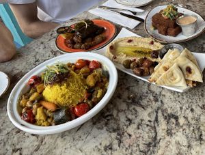 Spread of vegan options  at Walt Disney World - Spice Road Table in Lake Buena Vista