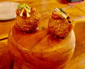 Very tasty apero kroket with homemade bbq sauce at Heritage in Ghent