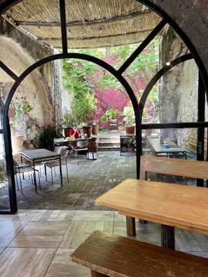 Lovely courtyard atmosphere   at Garambullo in San Miguel De Allende