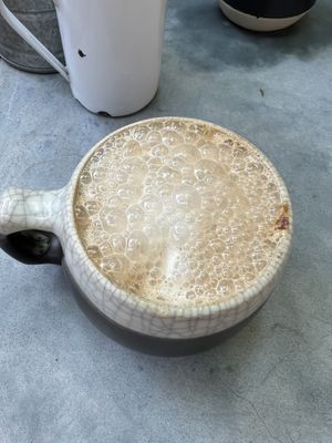 Creamy sweet chai with almond milkk  at Garambullo in San Miguel De Allende