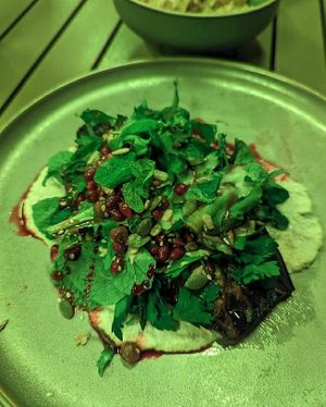 Grilled eggplant at Mimi's Restaurant in Kakadu