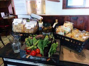 Organic Veggies, pasta and beans at Amico Bio - Holborn  in London