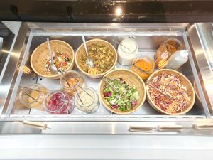 Salad counter at The Veg Box Cafe - London in North West London